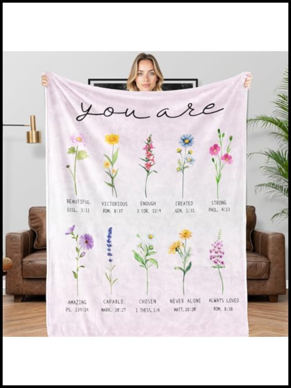 Christian Throw Blanket 40x60 Floral Scripture Polyester Soft